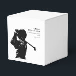 Black golfer Golfing Trip Bachelor Party minimaal Bedankdoosjes<br><div class="desc">Deze bachelor party favourt box design heeft een witte achtergrond met een opvallend zwart silhouet van een golfer. De sfeer van dit ontwerp is er een van kameraadschap en avontuur, belooft een onvergetelijke en plezierige vrijgezellenfeestervaring. Deze gunst box is voor een vrijgezellenfeest, een golf-thema uitje. Het is een kans voor...</div>
