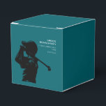 Black golfer Golfing Trip Bachelor Party minimaal Bedankdoosjes<br><div class="desc">Deze bachelor party favourt box design heeft een blauwe achtergrond met een opvallend zwart silhouet van een golfer. De sfeer van dit ontwerp is er een van kameraadschap en avontuur, belooft een onvergetelijke en plezierige vrijgezellenfeestervaring. Deze gunst box is voor een vrijgezellenfeest, een golf-thema uitje. Het is een kans voor...</div>