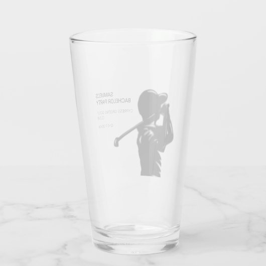 Black golfer Golfing Trip Bachelor Party minimaal Glas (Achterkant)