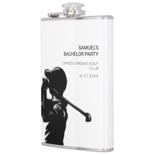 Black golfer Golfing Trip Bachelor Party minimaal Heupfles (Links)