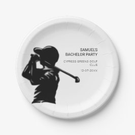 Black golfer Golfing Trip Bachelor Party minimaal Papieren Bordje