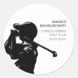Black golfer Golfing Trip Bachelor Party minimaal Ronde Sticker