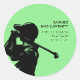 Black golfer Golfing Trip Bachelor Party minimaal Ronde Sticker