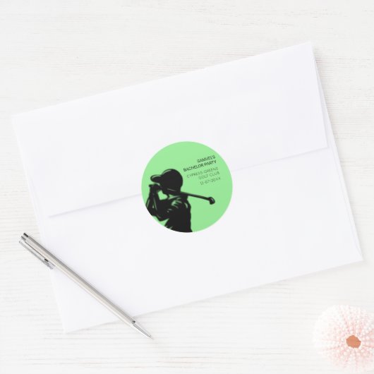 Black golfer Golfing Trip Bachelor Party minimaal Ronde Sticker (Envelop)