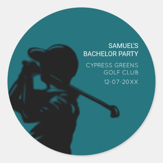 Black golfer Golfing Trip Bachelor Party minimaal Ronde Sticker (Voorkant)
