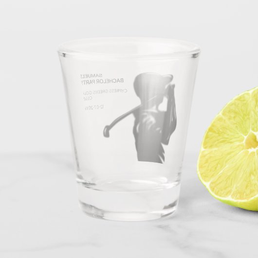 Black golfer Golfing Trip Bachelor Party minimaal Shot Glas (Achterkant)