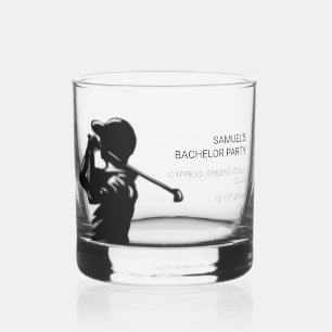 Black golfer Golfing Trip Bachelor Party minimaal Whisky Glas