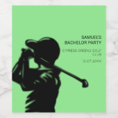 Black golfer Golfing Trip Bachelor Party minimaal Wijn Etiket (Enkel label)