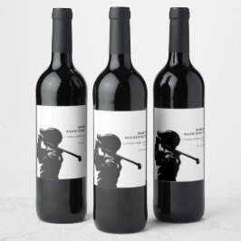 Black golfer Golfing Trip Bachelor Party minimaal Wijn Etiket