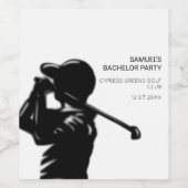 Black golfer Golfing Trip Bachelor Party minimaal Wijn Etiket (Enkel label)