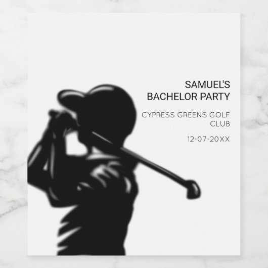 Black golfer Golfing Trip Bachelor Party minimaal Wijn Etiket (Enkel label)