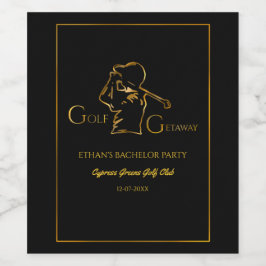 Black golfer Golfing Trip Bachelor Party minimaal Wijn Etiket