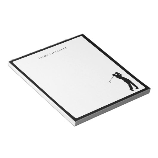 Black Golfer Silhouette Personalized  Notitieblok (Schuin)