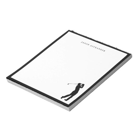 Black Golfer Silhouette Personalized  Notitieblok (Linkerzijde)