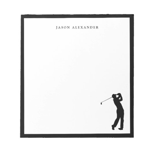 Black Golfer Silhouette Personalized Notitieblok (Voorkant)