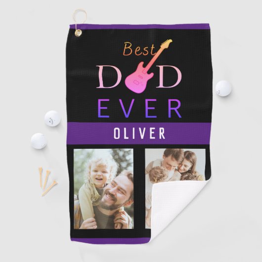 Black Golfer Vader Beste vader ooit Foto Collage Golfhanddoek (Insitu)