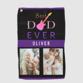 Black Golfer Vader Beste vader ooit Foto Collage Golfhanddoek (Voorkant)