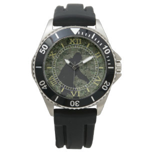 Black Gone Squatchin Woodland Camouflage Dial Horloge