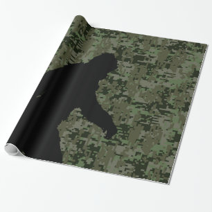 Black Gone Squatchin Woodland Digital Camouflage Cadeaupapier