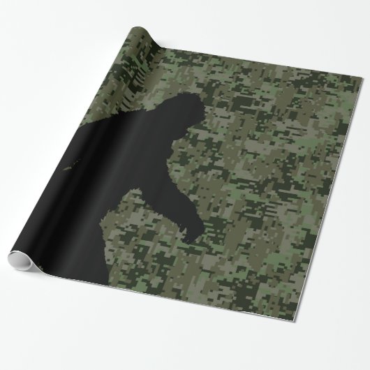 Black Gone Squatchin Woodland Digital Camouflage Cadeaupapier (Uitgerold)