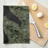 Black Gone Squatchin Woodland Digital Camouflage Theedoek (Quarter Fold)