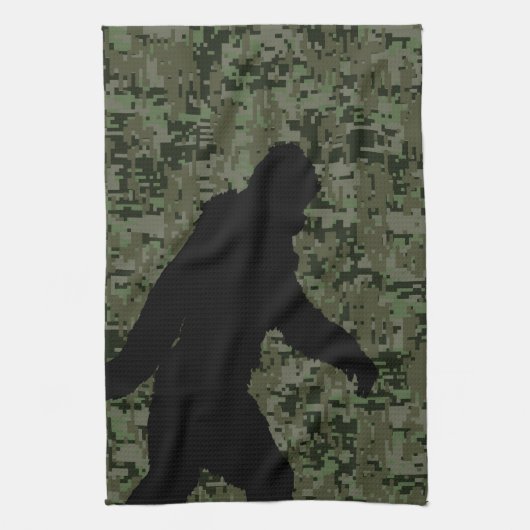 Black Gone Squatchin Woodland Digital Camouflage Theedoek (Verticaal)