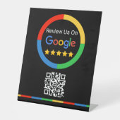 Black Google Review QR Code 5 Star Pedestal Sign Reclamebord Met Voetstuk (Voorkant)