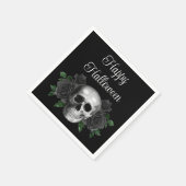 Black Gothic Black Floral Skull Halloween Servet (Hoek)