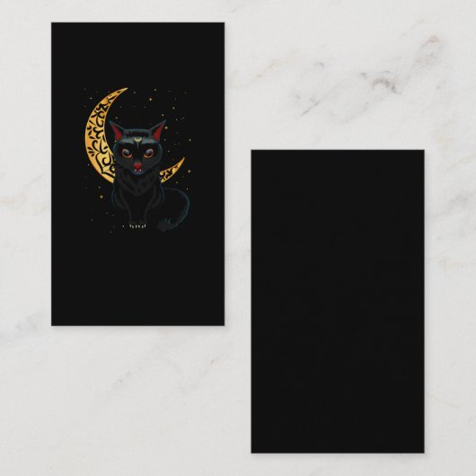 Black gothic Cat Crescent Wicca Gothic Kitten Visitekaartje (Voorkant / Achterkant)