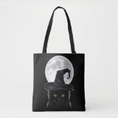 Black gothic Cat Witch Pet Moon Pastel Gothic Tote Bag (Voorkant)
