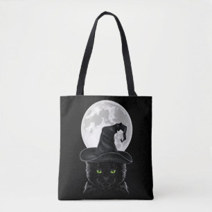 Black gothic Cat Witch Pet Moon Pastel Gothic Tote Bag