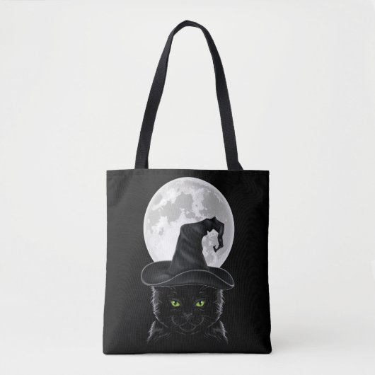 Black gothic Cat Witch Pet Moon Pastel Gothic Tote Bag (Voorkant)