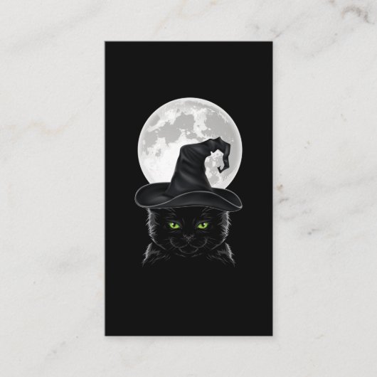 Black gothic Cat Witch Pet Moon Pastel Gothic Visitekaartje (Voorkant)