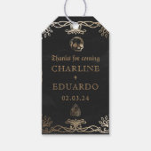 Black Gothic Fantasy Gold Ivy Wedding Cadeaulabel (Voorkant)