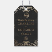 Black Gothic Fantasy Gold Ivy Wedding Cadeaulabel (Achterkant)