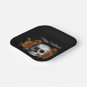 Black Gothic Floral Skull Halloween Papieren Bordje (Gebogen)