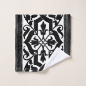 Black gothic Flower Motif Bad Handdoek (Wasdoekje)