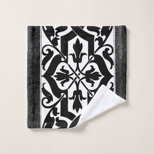 Black gothic Flower Motif Bad Handdoek (Wasdoekje)
