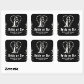 Black Gothic Halloween Bride or Die Vrijgezellenfe Vierkante Sticker (Vel)