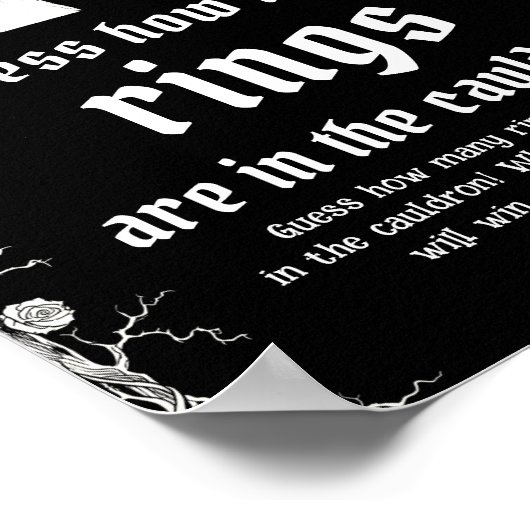 Black Gothic Halloween Raad Hoeveel Ringen Spel Poster (Hoek)