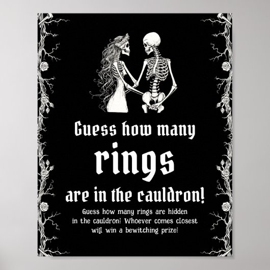 Black Gothic Halloween Raad Hoeveel Ringen Spel Poster (Voorkant)