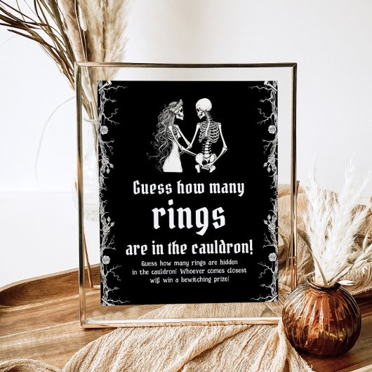 Black Gothic Halloween Raad Hoeveel Ringen Spel Poster