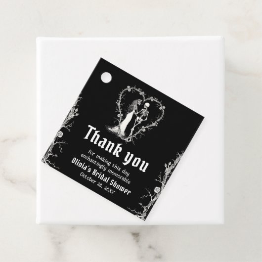 Black Gothic Halloween Skeleton Vrijgezellenfeest Bedankjes Labels (In situ)