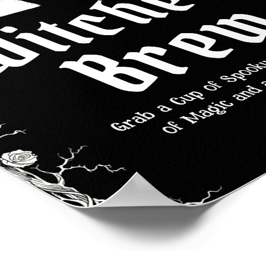 Black Gothic Halloween Skeleton Witches 'Brew Sign Poster (Hoek)