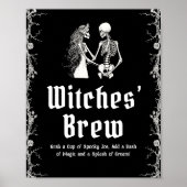 Black Gothic Halloween Skeleton Witches 'Brew Sign Poster (Voorkant)
