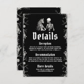 Black Gothic Halloween Skeletten Wedding Details Informatiekaartje (Voorkant / Achterkant)