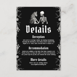 Black Gothic Halloween Skeletten Wedding Details Informatiekaartje