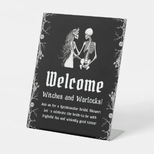 Black Gothic Halloween Vrijgezellenfeest Welkomstb Reclamebord Met Voetstuk