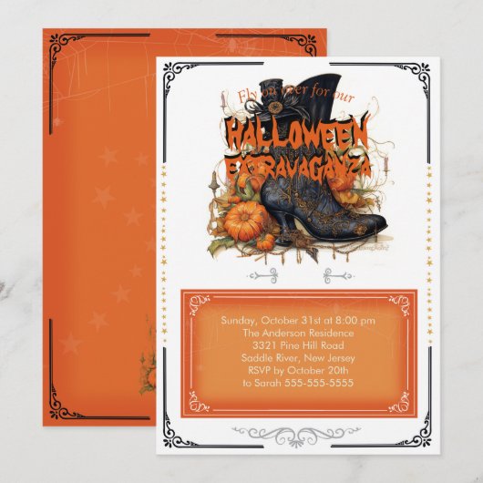 Black Gothic Heks Halloween laarzen Kaart (Voorkant / Achterkant)