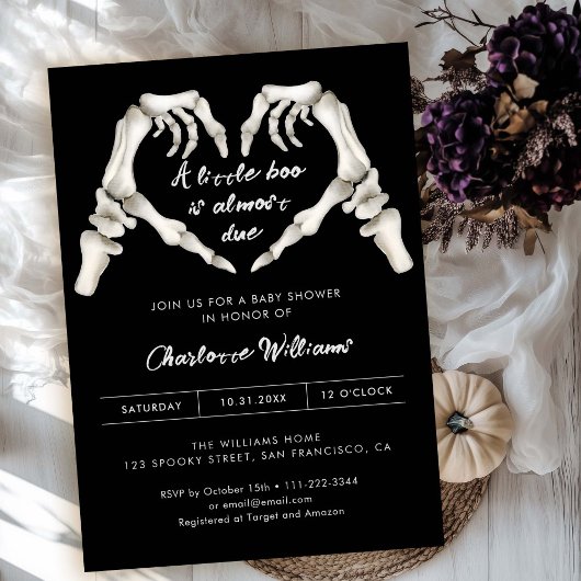 Black Gothic Love Halloween Baby shower Invitation Kaart